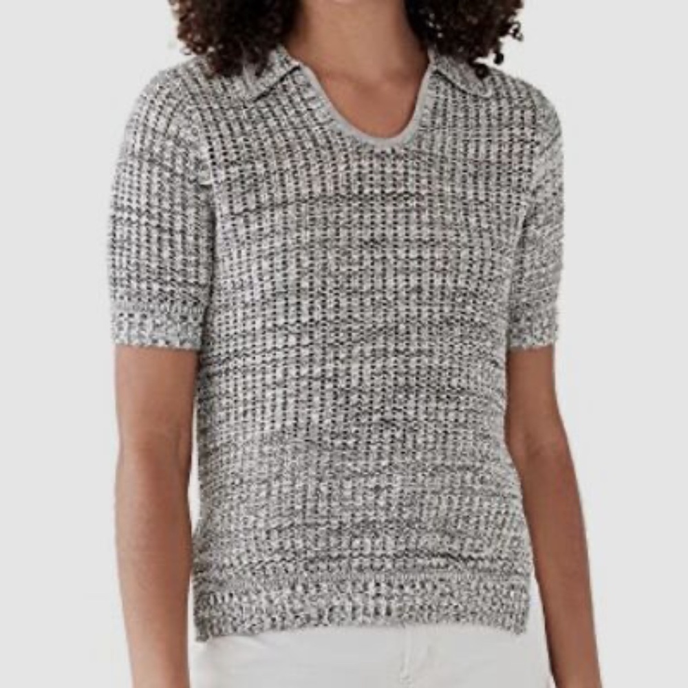 Proenza Schouler White Label cotton silk pique knit polo top, size Small